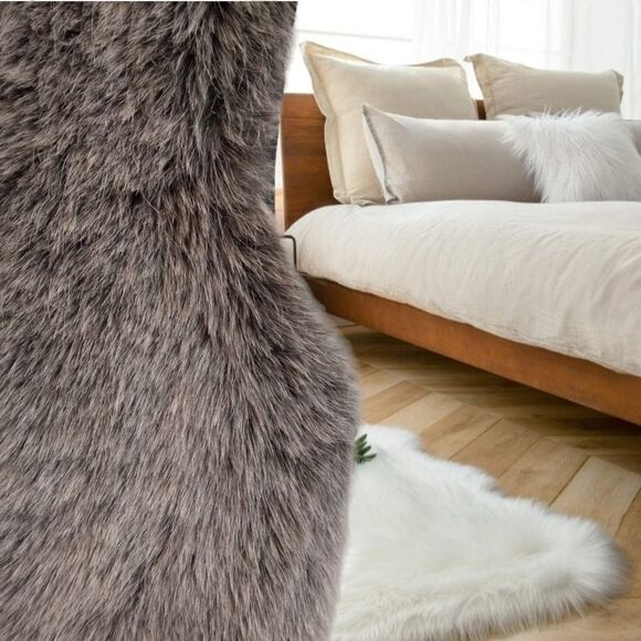 VINTAGE LORI WEIDNER SILVER GREY FAUR FUR VEST SUEDE BACK FAUX FOX HAIR - Picture 10 of 16